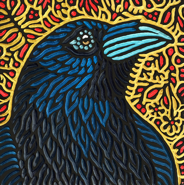 Raven blue and gold