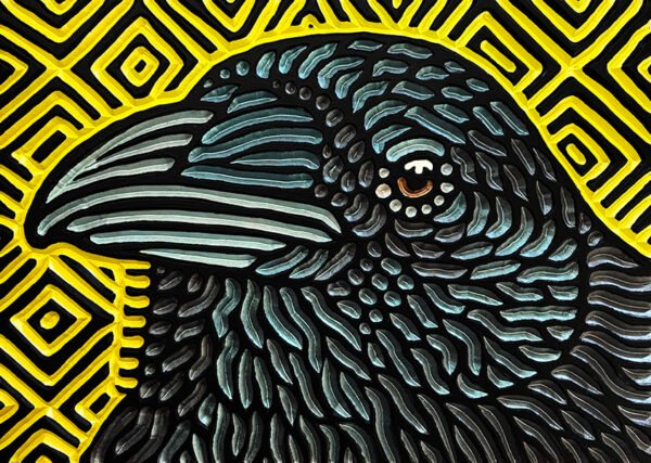 raven wood carving