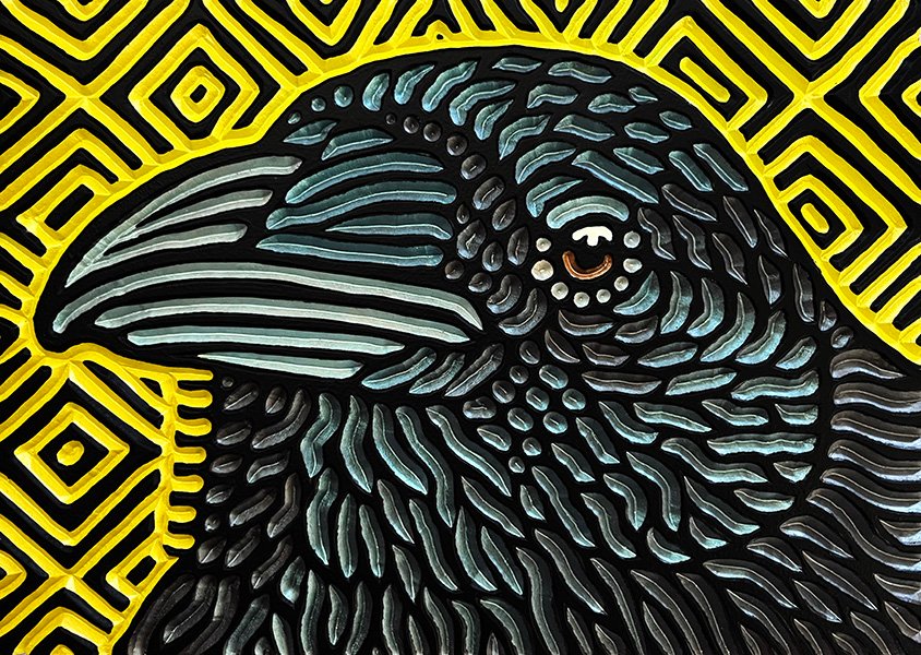 raven wood carving