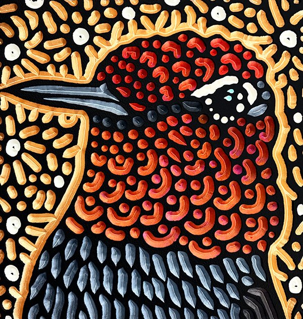 hand painted woodcut / wood carving of a hummingbird by Canadian artist Lisa Brawn