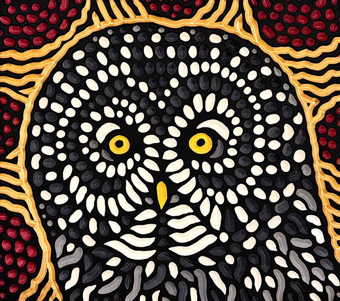 wood carving of a Great Grey Owl by Canadian artist Lisa Brawn