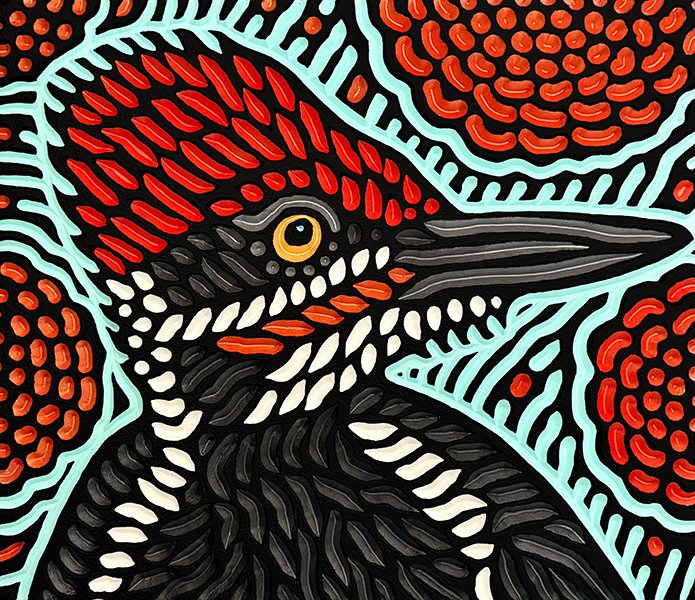 wood carving of a Pileated Woodpecker by Canadian artist Lisa Brawn