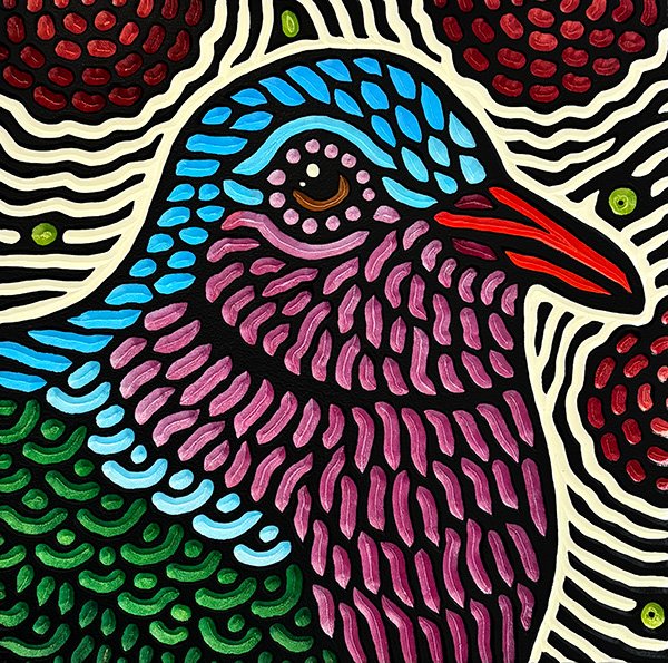 wood carving of an Emerald Dove by Canadian artist Lisa Brawn