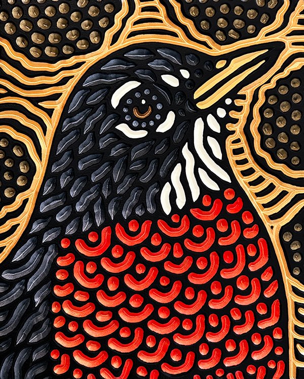 wood carving of an American Robin by Canadian artist Lisa Brawn