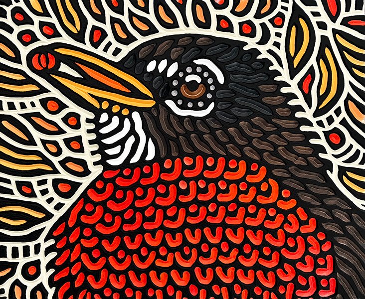 painted wood carving Hummingbird study by Canadian artist Lisa Brawn