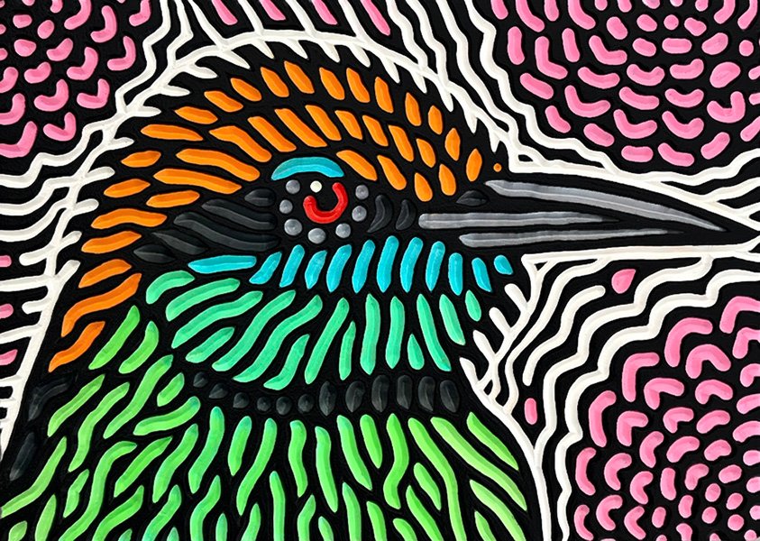 wood carving of a Bee-eater by Canadian artist Lisa Brawn