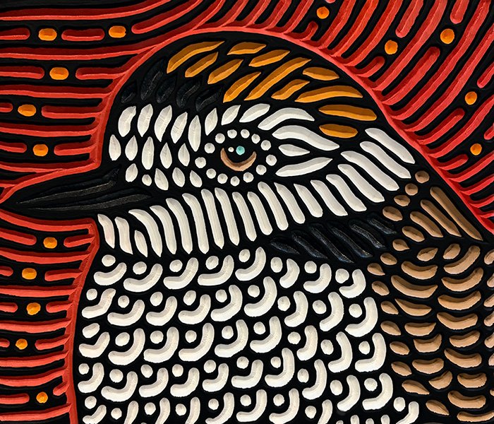 painted woodcarving of a White-faced Plover by Canadian artist Lisa Brawn