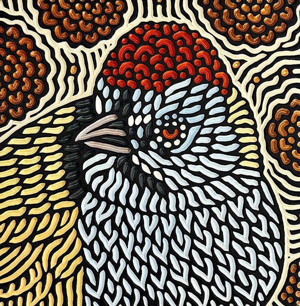 hand carved and hand painted portrait of a Towhee wild bird by Canadian artist Lisa Brawn