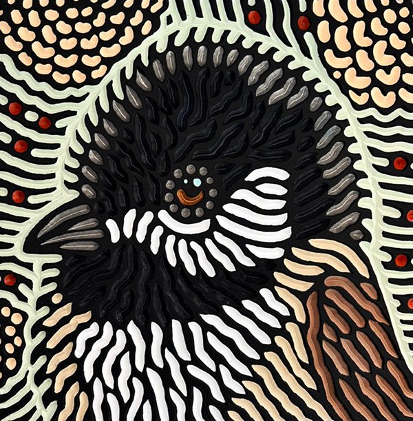 painted wood carving of a Black-capped Chickadee by Canadian artist Lisa Brawn