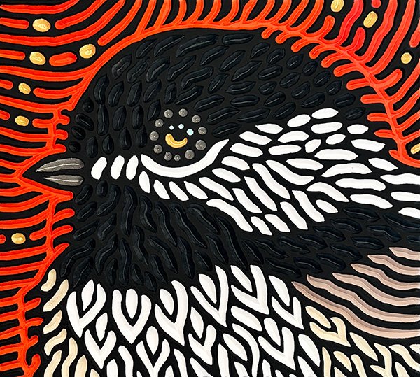 riginal handmade artwork painted wood carving of a black capped chickadee wild bird by Canadian artist Lisa Brawn